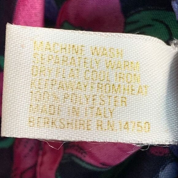 Berkshire Made in Italy Floral Scarf Sheer Bright Pink Purple Green Polyester - Picture 8 of 9